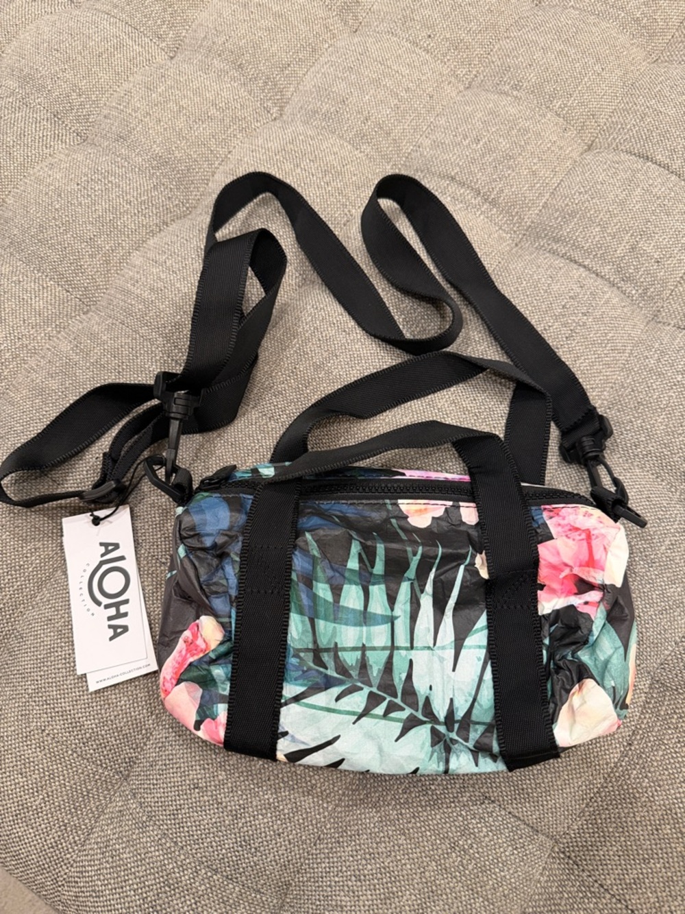 ALOHA Collection Black Tropical Floral Crossbody Bag